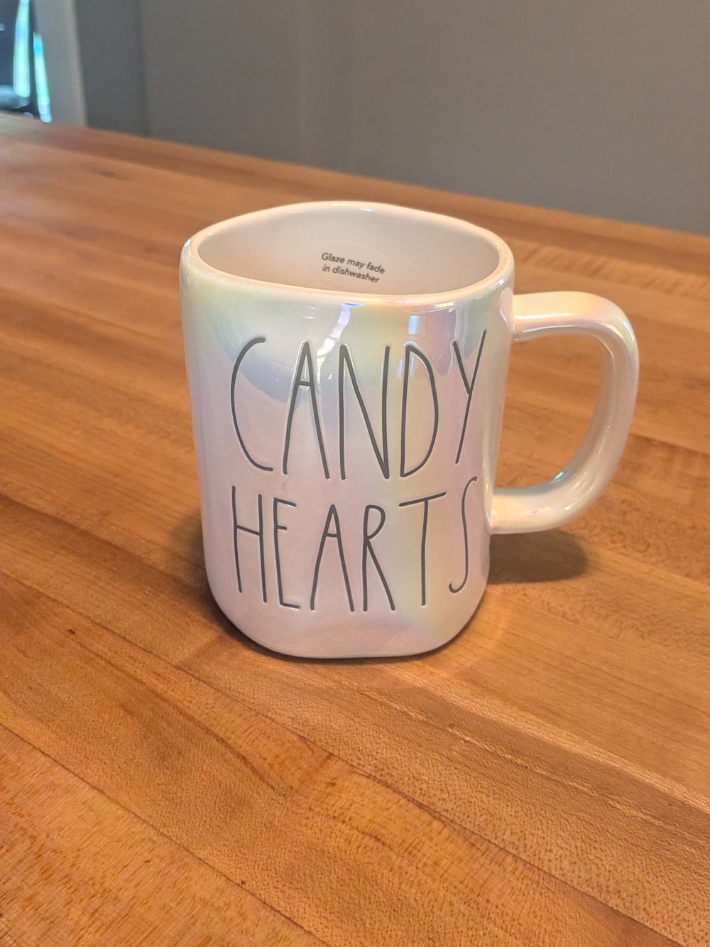Rae Dunn Artisan Collection Candy Hearts Iridescent Ceramic Coffee Mug